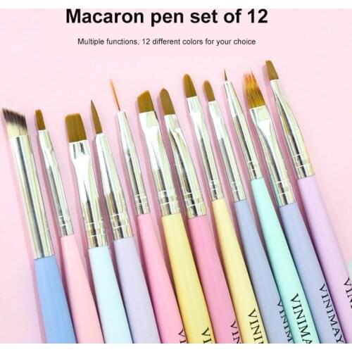 12Pcs Crystal Acrylic Nail Art Liner Brush Set 3D Tips Manicure Thin Line Drawing Pen UV Gel Brushes Painting Tools Nail Pen
