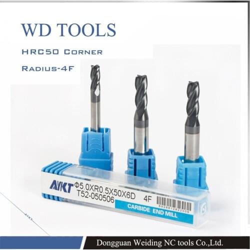 12XR0.5/1X75L 5pcs HRC 50 carbide corner radiu milling cutter for sale