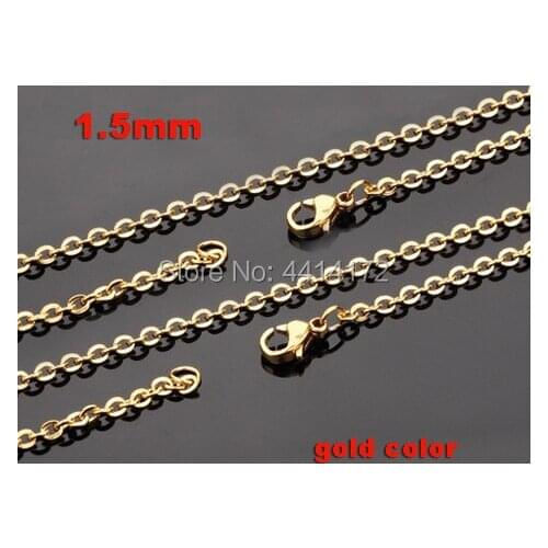 Free shipping 1.5mm gold color thin small cross welding chains stainless steel necklaces womens fashion jewelry wholesale 20pcs