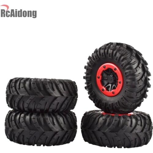 4PCS 2.2" Rubber Wheel Tires & Beadlock Wheel Rims for Axial SCX10 90053 AX10 Wraith RR10 Yeti 1/10 RC Rock Crawler