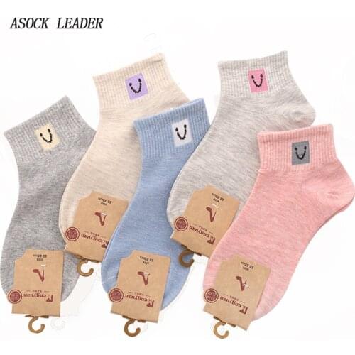 5 Pairs/Lot 2018 Spring New Women Sock Fashions Female Womens Cotton Student Boat Socks Cute Facial Expression Sock