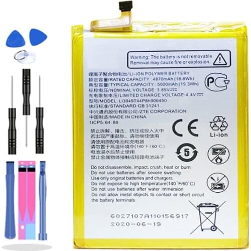 5000mAh Li3949T44P8h906450 Battery For ZTE Blade 20 Smart V1050 Battery Mobile Phone + Gift Tools