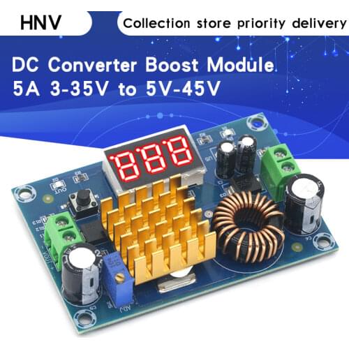 5A DC-DC Converter Boost Module Power Supply Step Up Module Boost Module Digital Voltmeter Display 3-35V to 5V-45V