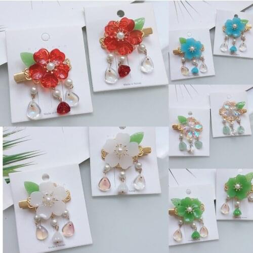 Costume clip headdress antique hairpin jewelry Hanfu accessories side clip hair accessories step by step tassels pair clip hairp
