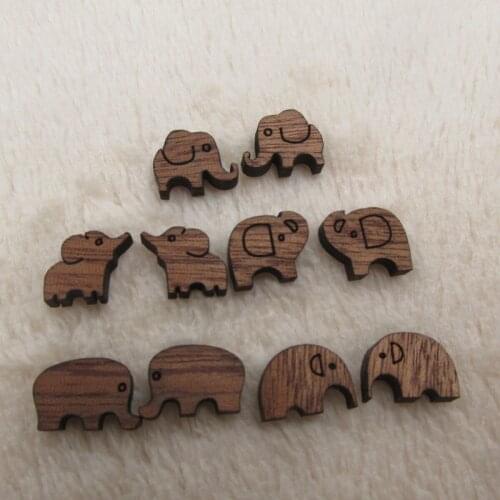 Tiny Animal Elephant Wooden Cabochon Accessories Unfinished Wood Charms For DIY Handmade Earring Stud