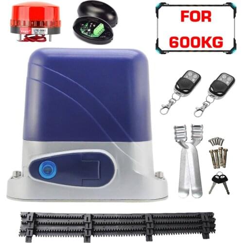 Automatic Electric Door Opener for 600KG Weight Remote Control Sliding Gate Motor Engine with 4M Nylon Rack Warning Light Sensor