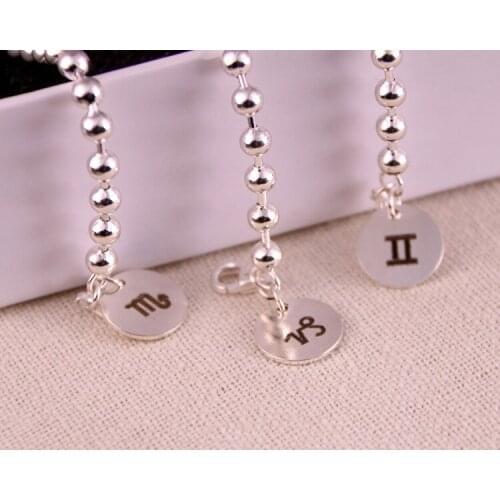 Authentic S925 sterling silver twelve constellations beads bracelet male and female couple jewelry