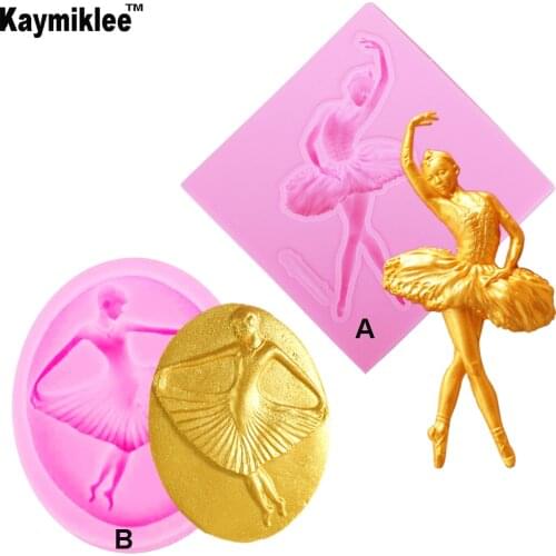 C242 Large Size Ballet Girl Dancer Silicone Mold Fondant Mold Cake Decorating Tools Chocolate Handmade Soap Cake mold 2PCS/SET