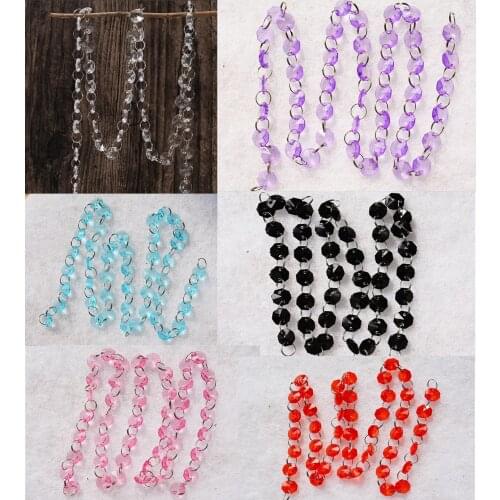 Camal 10m 33ft Acrylic Octagonal Bead Strings Curtain Chain Garland Chandelier Hanging Wedding Party Home Decor