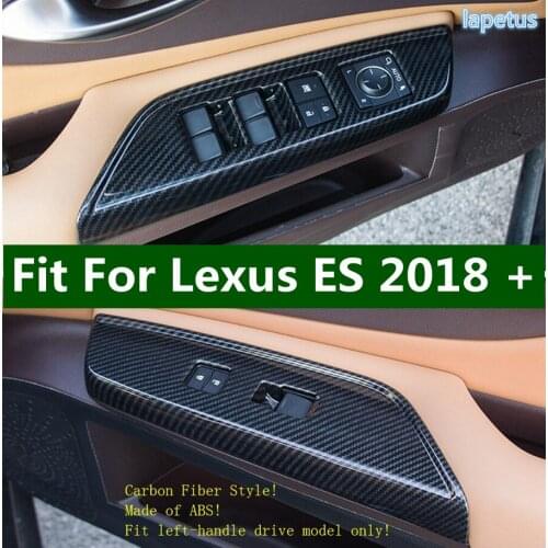 Lapetus Door Handle Holder Window Lift Button Switch Decoration Frame Cover Trim For Lexus ES 2018 - 2021 Carbon Fiber Look