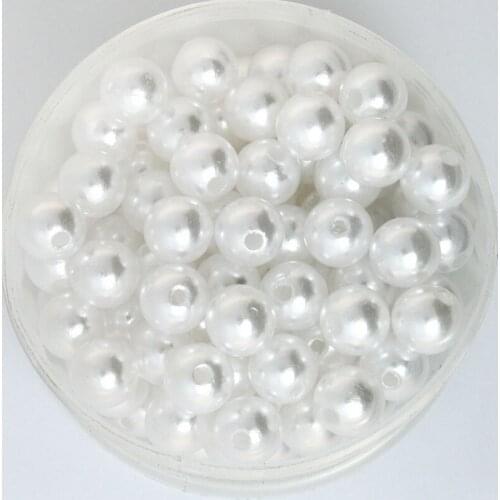 10mm Dia. 100pcs White Color ABS Plastic Imitation Pearl Beads Round Spacer Loose Beads for Necklaces & Bracelet