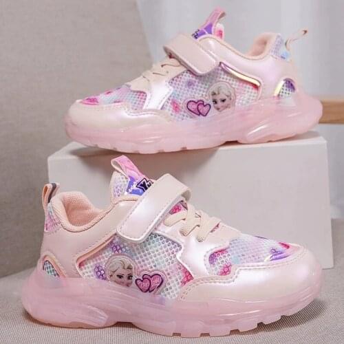 Disney Frozen Princess Aisha girls breathable mesh surface non-slip soft bottom sports flat shoes student casual running shoes