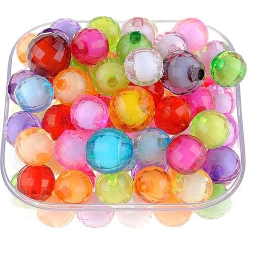Colorful Faceted Round Earth Ball Beads Acrylic Bead in Bead Style Plastic Colorful Jewelry Necklace Bracelet Spacer Beading DIY