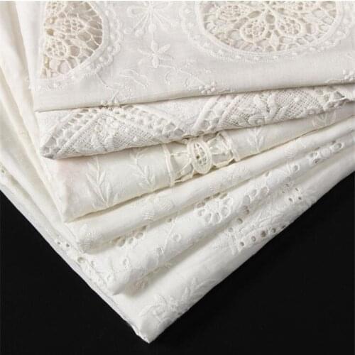 2m Cotton Hollow Embroidered Bilateral Positioning Fabric Lace Spring/Summer Womens Dress Apparel Fabric 130cm