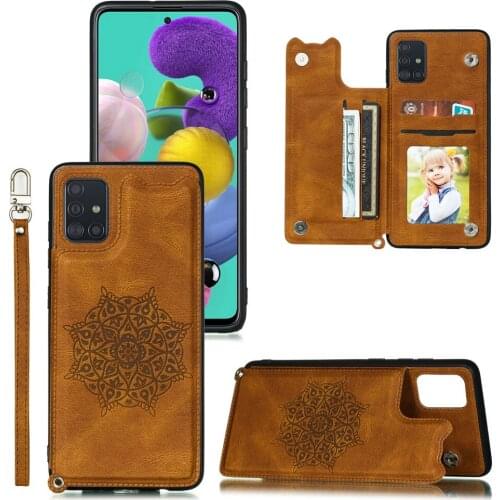PU Leather Mandala Magnetic Card Slot Back Case for Samsung Galaxy A51 A71 A70 A50 A21S A31 A41 A20 A30 Flip Cover A 51 71 21 S
