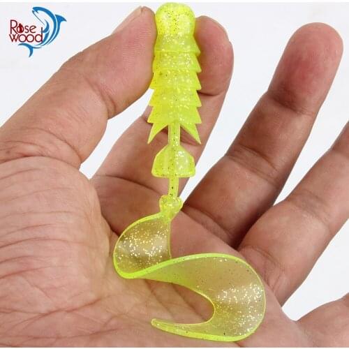 RoseWood 4pcs/lot Artificial Rubber Fishing Lure Swimming Tail Grub Soft Bait 10cm 12cm Silicone Worm Baits Fishing Tackle Lure