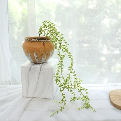 1Pc Artificial Succulents Pearls Fleshy Green Vine Flower Hanging Rattan Simulation of Pearls String Plant Lovers Tears Bonsai