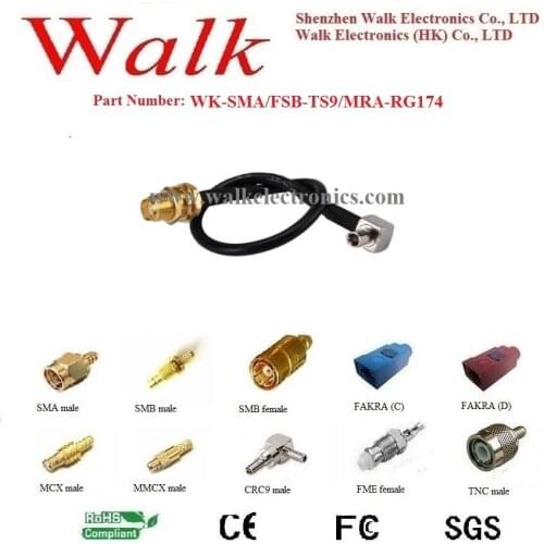 SMA female TS9 male rg174 cable, TS9 SMA cable, TS9 cable adapter, 3g 4g lte antenna cable