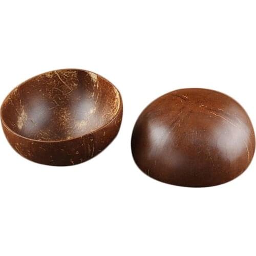 Natural Coconut Shell Bowl Ice Cream Dessert Cutlery Container Fruit Salad Bowl Decorative Crafts