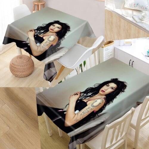 Best Amy Winehouse Custom Table Cloth Rectangular Oxford Print Waterproof Oilproof Square Table Cover Wedding Tablecloth P