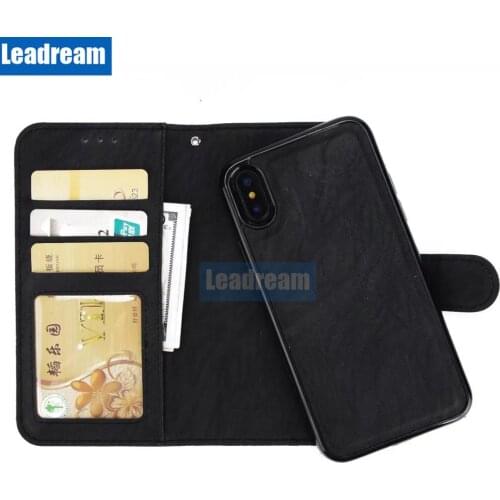 100pcs 2:1 Magnetic Book Flip Cover For iPhone 11 Pro Max X XS MAX XR 7 8 6 6S Plus 2 In 1 Vintage Wallet Leather Case Cover