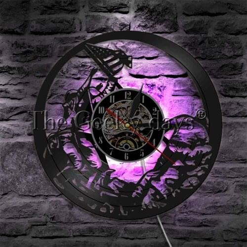 Marines Raising the Flag on Iwo Jima WWll Lighting Wall Art WW2 United States Flag Contemporary Wall Lamp Night Light