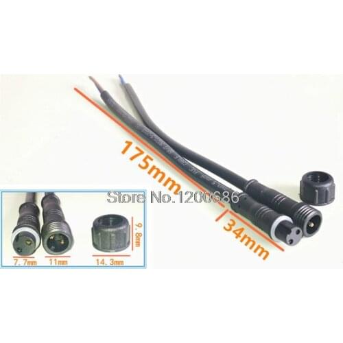 Male Female IP67 Waterproof 2/3/4 pin Circular Wire Connector with 40cm Wire
