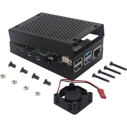 2021 New Heatsink Base Heat Sinks Set Kit Aluminum Alloy Metal Enclosure Case Fan Heatsink Kit for Raspberry Pi 4B