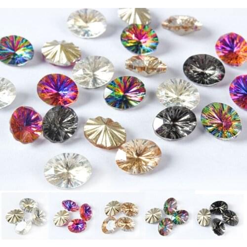 New Nail Art Rhinestones 30/100Pcs Pointed Bottom Millennium Oval Glass Mix Color Stones Strass Crystals For 3D Nails Decoration
