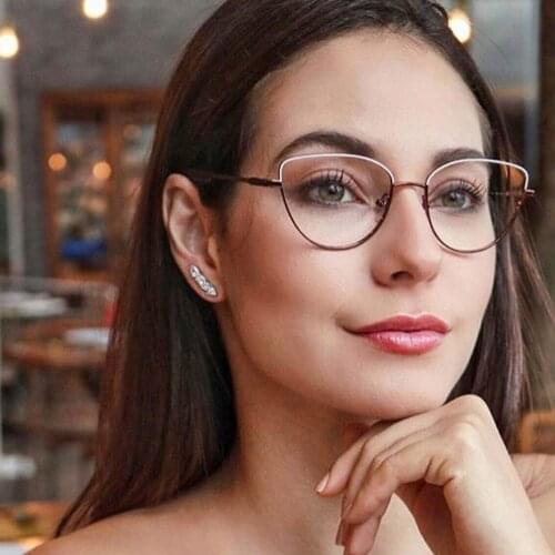 Anti-blue glasses retro trend metal eyeglasses frame cat ear frame woman men classic clear lenses vision care spectacles
