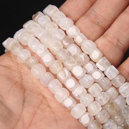 Wholesale 100% Natural White Agat Square Stone Beads For Jewelry Making DIY Necklace Bracelet Necklace about 8-10MM strand 15