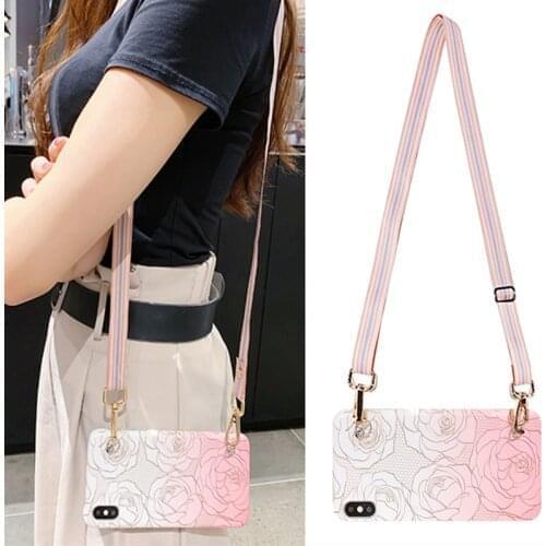 Luxury plating Painted Crossbody chain phone case For samsung galaxy Note10 Pro s20 ultra S9 S8 S10 plus A40 A70 A50 51 71 cover