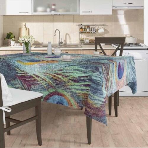 Table cloth living room kitchen cover blue turquoise Marine patterned micro fabric cover with runner pattern Free Shipping
