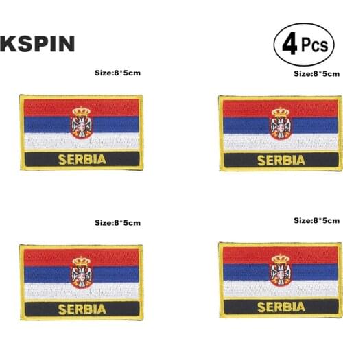 Serbia Rectangular Shape Flag Iron on Saw on Patches Embroidered Flag Patches National Flag Patches for Clothing