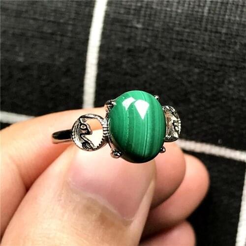 Top Natural Geen Malachite Ring Jewelry For Woman Lady Man Crystal 10x8mm Oval Beads Silver Gift Adjustable Finger Ring AAAAA