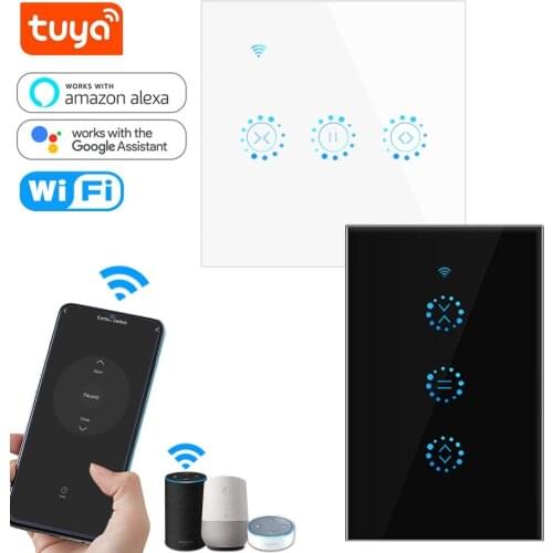 EU US Tuya WiFi Smart Curtain Switch 220V Blind Roller Shutter Electric Motor Waterproof Timer Compatible with Alexa Google Home
