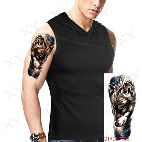 Waterproof Temporary Tattoo Sticker Wild Wolf Fish Lotus Flash Tattoos Forest Tiger Lion Body Art Arm Fake Tatoo for Women Men