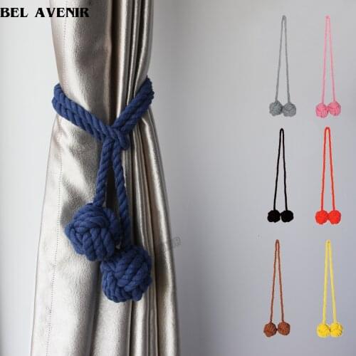 High Quality Knitting Curtain Rope Double Ball Tassel Tieback Room Accessories Curtain Tieback Cotton Rope Curtain Decoration