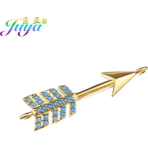 Juya DIY Couples Jewelry Components Gold/Rose Gold Cupids Arrow Charm Connectors Accessories For Handmade Jewelry Making