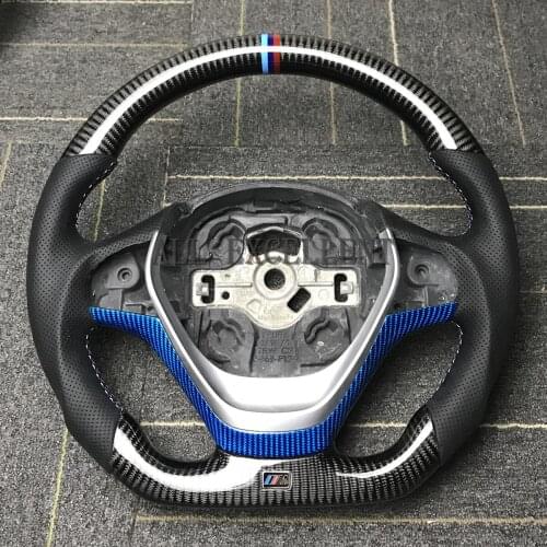 Customized Forged carbon fiber steering wheel replacement For BMW 1 2 3 4 Series F20 F30 F35 2013-2019 perforated leather