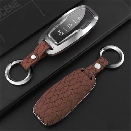 Suede Leather Car Key Case Full Cover For Ford Focus 2 3 4 MK2 MK3 MK4 Kuga Edge Fusion Mondeo Mustang Explorer Edge Car Styling