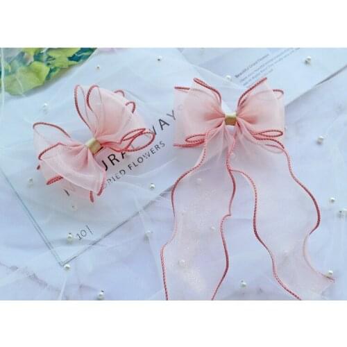 10 pcs/lot, Women Girls Sheer Organza Hair Bow Clips, Organza Streamers Hair Clip