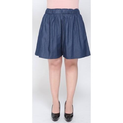 Plus Size Women Denim Shorts High Waist Loose Wide Leg Pants Elegant Summer Shorts Women Clothing TA3865
