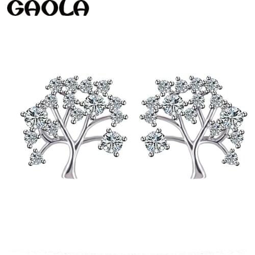 GAOLA New Design White Lovely Flower Crystal Cubic Zircona Stud Earrings For Women Christmas Gifts GLE4365