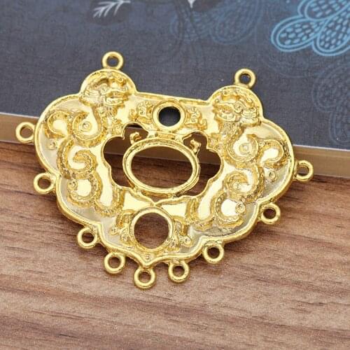 10pcs 44.5x59.5mm Metal Alloy Pendant Accessories KC Gold Silver Color Multihole Connectors DIY Findings For Jewelry Making