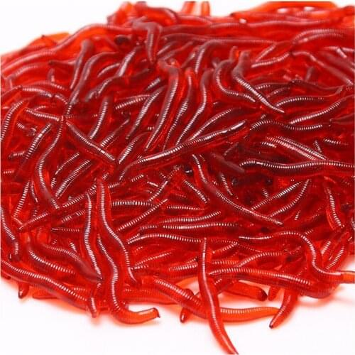 100Pcs/50Pcs Bionic Red Earthworm Silicone Soft Silicone Bait Worms Carp Fishing Lure Set Artificial Fish Tackle Baits