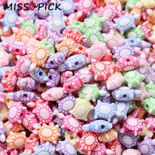 100pcs Acrylic Beads Colorful Sea Turtle Shape Loose Spacer Beads for Jewelry Making DIY Bracelet Necklace Accessories Wholesale