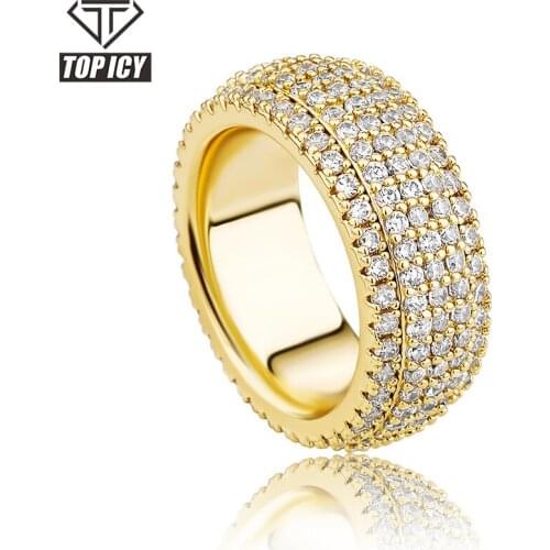 2021 New Arrival Thick Multiple Square Stones 6 Times 14k Gold Plated Brass Ring AAA+ Cubic Zircon Prong Setting Rings Jewelry