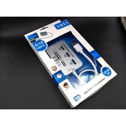 3 Port Aluminum USB 3.0 Hub MS SD M2 TF Multi-In-1 Memory Card Reader Adapter