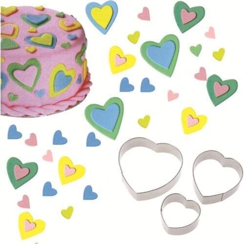 3pcs/set Heart ShapesStainless Steel Cake Fondant Cookie Cutters,Cake Decorating Tools